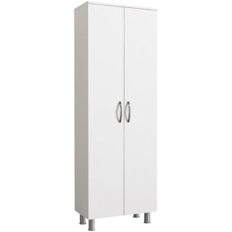 Mobile Scarpiere 2 Ante, Canadian/White, Rovere Bianco/Alpes, H60xL36xP90 Cm, Kit Montaggio Incluso - 2