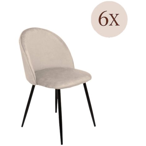 Dmora - Set di 6 sedie Achito, Poltrona rivestita in velluto, Sedia da pranzo imbottita, Seduta per riunioni, 51x54h82 cm, Grigio chiaro