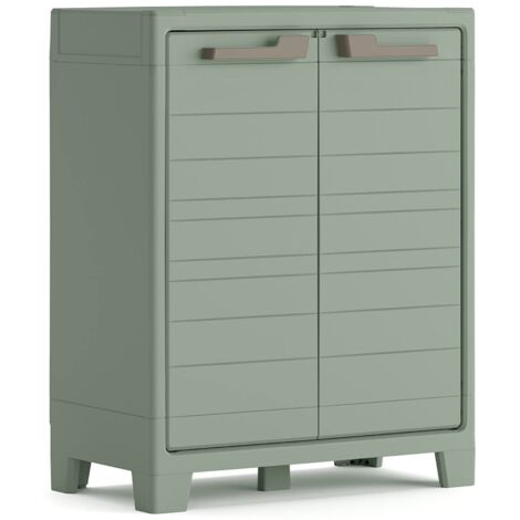 Armadio da esterno Quesnel, Mobile outdoor, Mobiletto giardino multiuso, Made in Italy, 80x44 h100 cm, Grigio e Verde