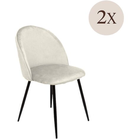 Dmora - Set di 2 sedie Achito, Poltrona rivestita in velluto, Sedia da pranzo imbottita, Seduta per riunioni, 51x54h82 cm, Panna