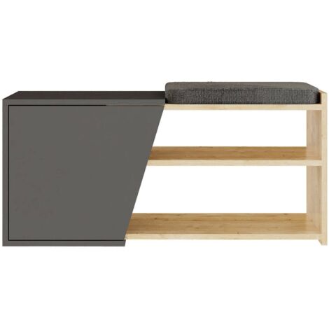 Scarpiera Dmora Dione, Mobile Portascarpe Multiuso In Melaminico 18mm, 104x47x37 Cm, Quercia E Antracite, Moderna E Salvaspazio