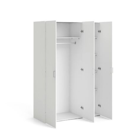 Guardaroba 3 Ante Dsegr, Armadio Camera da Letto 5 Ripiani, Appendiabiti, 49x115 cm Bianco