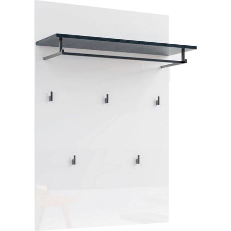 Appendiabiti Henry, 5 Ganci, Installazione a Muro Made in Italy, Bianco Lucido