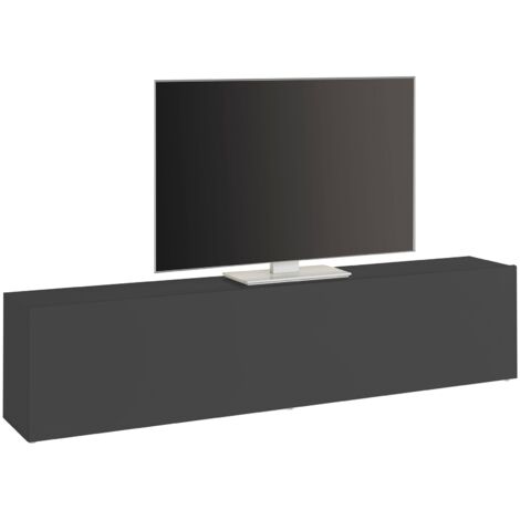 Mobile Porta tv Christian, Apertura a Ribalta, 2 Vani Made in Italy, 30x180x40h cm Nero Antracite (1/5)