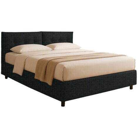 Letto Piazza e Mezza Leeds, Sfoderabile, Contenitore Made in Italy, Grigio Scuro (1/4)