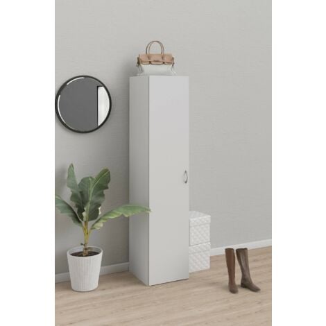 Armadio multiuso Aquilegia, Mobile lineare a 1 Anta battenti e 4 ripiani  regolabili, Mobile a colonna per bagno, 100% Made in Italy, 45x45h195 cm,  Bianco, con imballo rinforzato