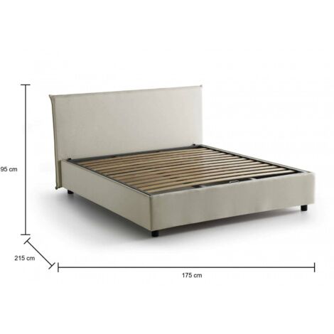 Talamo Italia Letto contenitore Una piazza e mezza Veronica, Made in Italy, Letto con rivestimento in ecopelle, Apertura frontale, con materasso cm 120x190 incluso, Tortora