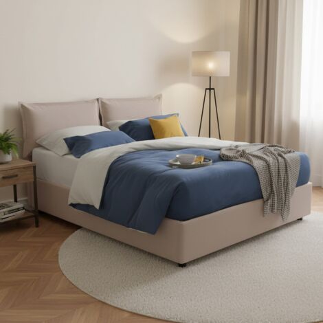 Talamo Italia Letto Vittoria Matrimoniale – Sfoderabile Con Contenitore Frontale, Made In Italy, Grigio, 160x190 Cm - 2