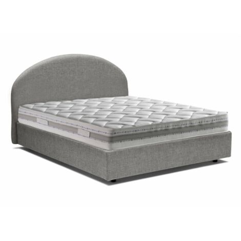 Talamo Italia Letto Vittoria Matrimoniale 160x190 Con Contenitore Frontale E Testiera Imbottita – Grigio – Made In Italy