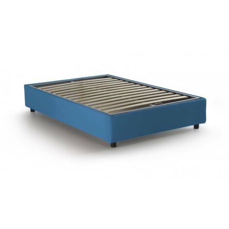 Talamo Italia - Letto matrimoniale Annibale, Letto contenitore con rivestimento in tessuto, 100% Made in Italy, Apertura frontale, adatto per materasso Cm 160x190, Blu (1/4)