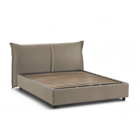 Dmora - Letto matrimoniale Darabon, Letto contenitore con rivestimento in tessuto, 100% Made in Italy, Apertura frontale, adatto per materasso Cm 160x190, Tortora