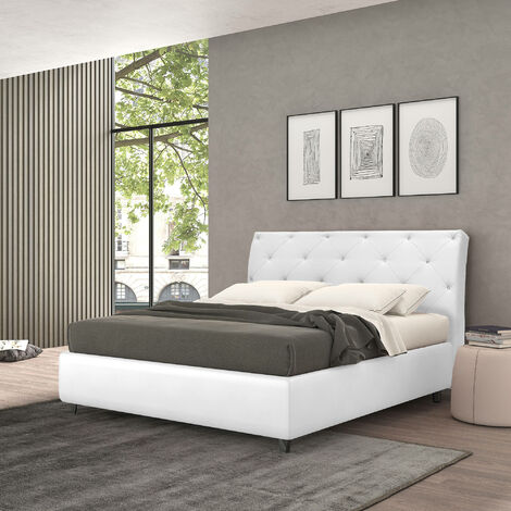 letto contenitore matrimoniale SOMMIER ELEGANT 160pelle sintetica Bia