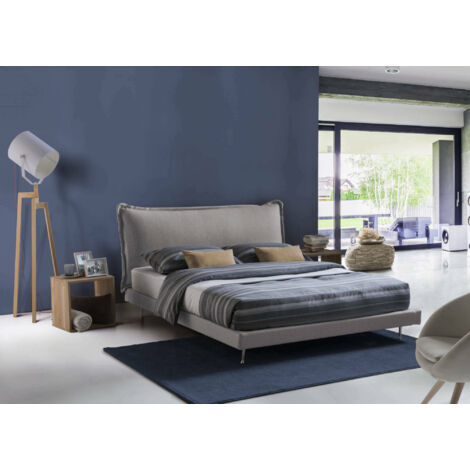 Talamo Italia Letto matrimoniale Deborah, Letto contenitore con  rivestimento in tessuto, 100% Made in Italy, Apertura frontale, adatto per  materasso Cm 160x190, Grigio, con imballo rinforzato