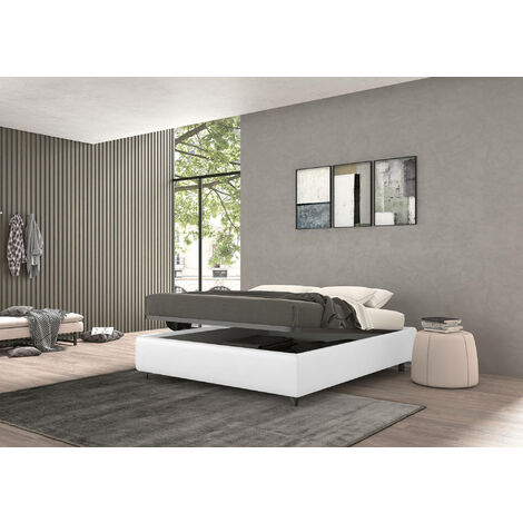 Nuamo Letto matrimoniale contenitore sommier 160x190cm design bianco