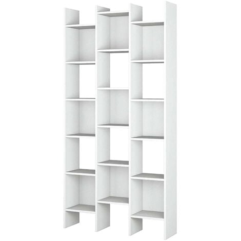 Libreria da Muro Moderna 5 Ripiani in Legno Bianco 60x24x1184.5 cm