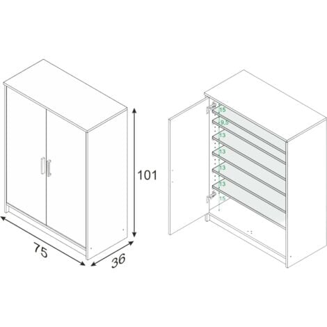 Scarpiera Provo, Armadio portascarpe a 4 ante, Mobile basso multiuso con 5  ripiani, Scarpiera moderna, 106x22h115 cm, Rovere e Bianco, con imballo  rinforzato