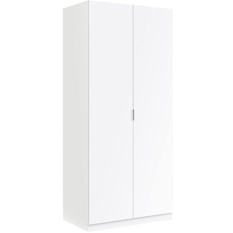 Dmora Guardaroba Orange, Armadio per camera da letto a 2 ante battenti, Mobile per camera da letto con 1 ripiano e barra appendiabiti, cm 82x52h180, Bianco, con imballo rinforzato