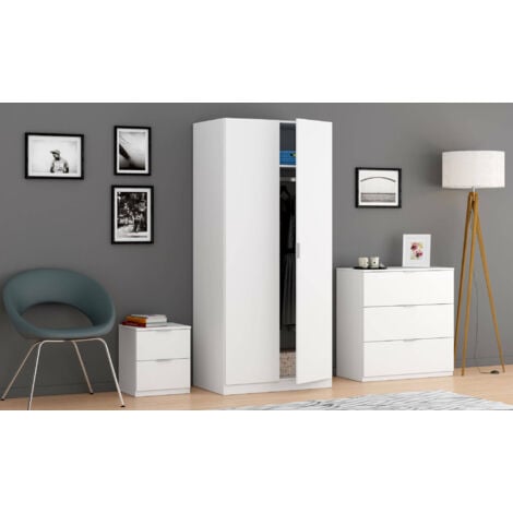 Dmora Guardaroba Orange, Armadio per camera da letto a 2 ante battenti, Mobile per camera da letto con 1 ripiano e barra appendiabiti, cm 82x52h180, Bianco, con imballo rinforzato