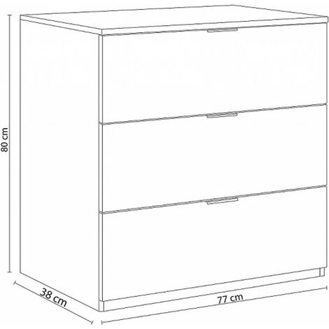 Cassettiera Bridgeport, Settimanale moderna a 3 cassetti, Mobile Comò basso  per camera da letto, Mobile Settimanale, cm 77x38h80, Bianco