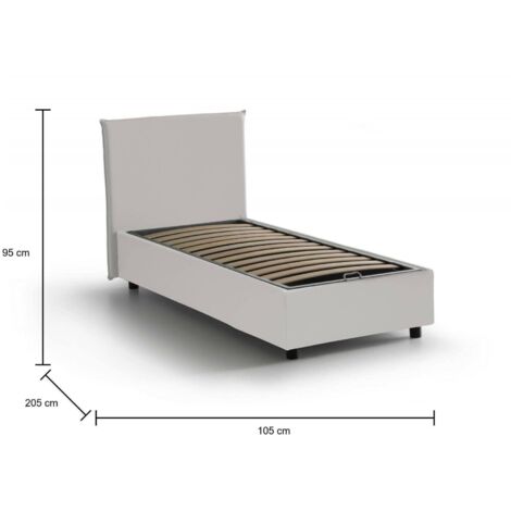 Talamo Italia Letto Singolo Melissa, Letto Contenitore Con Rivestimento In Tessuto Apertura Laterale Adatto Per Materasso Cm 80x190 Tortora Nuovo Imballo 61823938