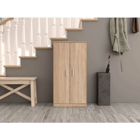Scarpiera mobile multiuso 2 ante doppia profondità L 73 x H 195 x P 35 cm 21 paia, bianco | Leroy Merlin