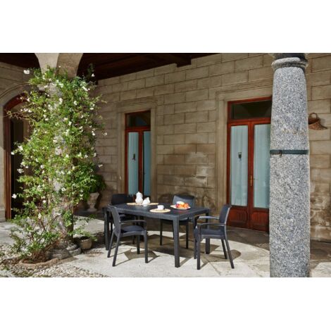 Tavolo Da Giardino Imola 138x78x72cm - Effetto Rattan, Made In Italy, Antracite - Foto 10