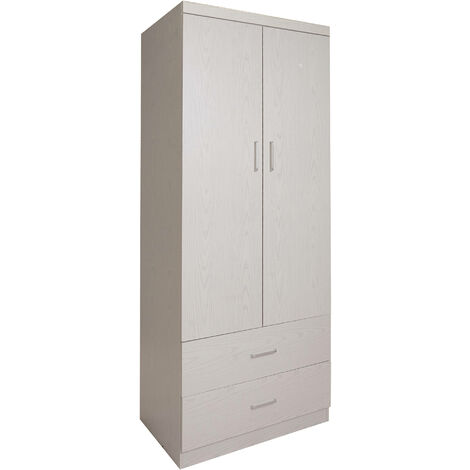 Guardaroba a 3 ante e barra appendiabiti, Armadio per camera da letto,  Mobile moderno con scaffali, Made in Italy, cm 90x42h180, colore Rovere  sbiancato