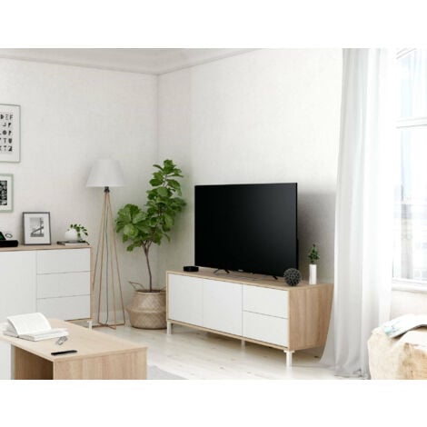 Dmora Mobile porta TV Cary, Credenza per televisione a 2 ante, Supporto TV  da soggiorno, Mobile