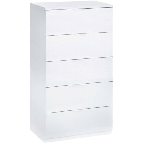 Cassettiera Mesquite, Settimanale a 5 cassetti, Mobile Comò per camera da letto, Settimanale moderno, 60x40h110 cm, Bianco