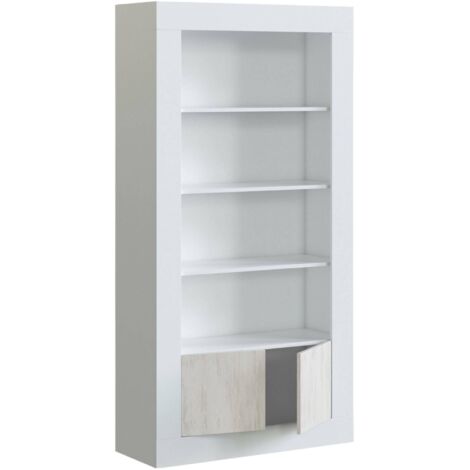 Libreria A 3 Livelli Con Ante - Scaffale Moderno Per Soggiorno O Ufficio | Bianco 90x29x90 Cm