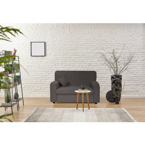 Migone - Divano piccolo a 2 posti, con schienale, in tessuto di lino  rimovibile, imbottito, design moderno, grigio scuro : : Casa e  cucina