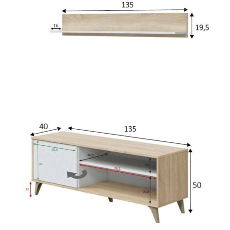 Dmora Mobile porta TV Mesa, Credenza per televisione da soggiorno con 1  anta, Supporto TV da