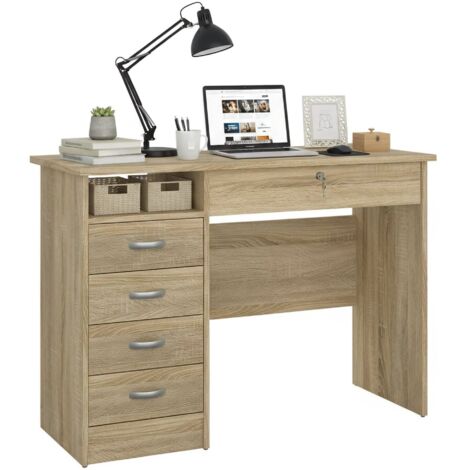 Dmora Scrivania Pittston Con Libreria – Scrittoio Lineare Salvaspazio 110x52h136 Cm – Bianco – Certificato PEFC