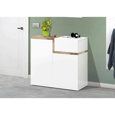Dmora Scarpiera Moderna Antracite Lucido – Made In Italy, 2 Ante A Ribalta + 1, 60x27x108 Cm - 4