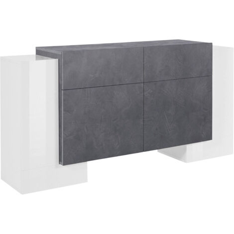 Colore Rovere e Ossido Buffet da Cucina cm151x41xh80 Madia con scaffali Mobile da Soggiorno Porta TV Dmora Credenza Moderna a 2 Ante e 2 cassetti