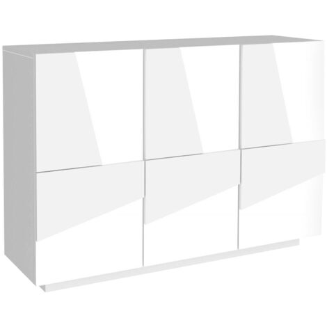 Dmora Mobile da ingresso a 3 ante e ripiani interni, Made in Italy,  Entratina moderna, Credenza per atrio, cm 121x38h86, colore Bianco lucido :  .it: Casa e cucina