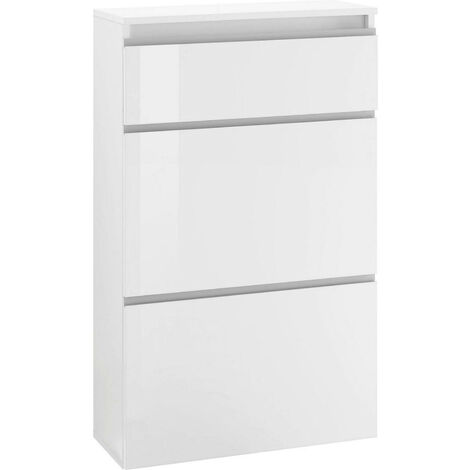 Scarpiera moderna, Made in Italy, a 2 ante a ribalta, Portascarpe da  ingresso, cm 101x27h82, colore Bianco lucido