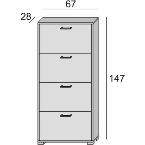 Scarpiera con anta a specchio, 100% Made in Italy, Portascarpe moderno con  5 ripiani, cm 50x18h178, colore Bianco