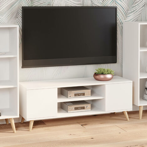 Mobile TV bianco brillante 150x30x50 cm in legno tecnico