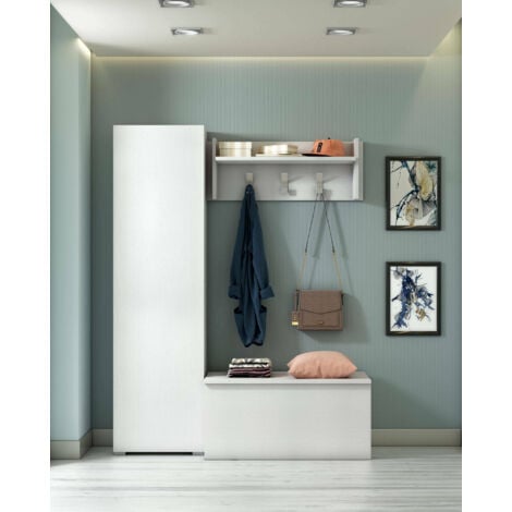 Dmora Armadio multiuso Fiordaliso, Mobile lineare a 1 Anta e 7 ripiani, Colonna da ingresso o bagno, Scarpiera moderna, 100% Made in Italy, Cm 50x30h182, Bianco, con imballo rinforzato