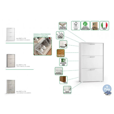 Scarpiera 3 ante singola prof. bianco