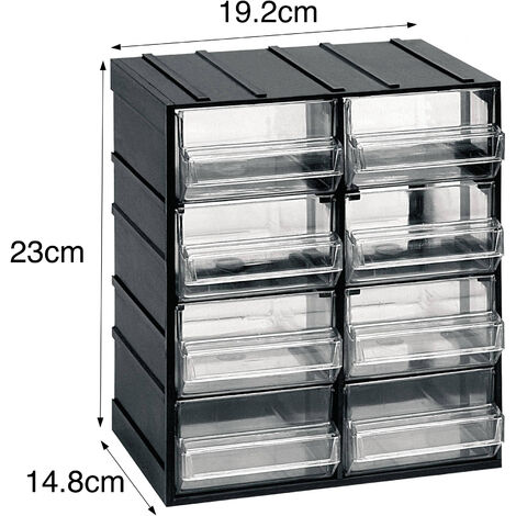 Cassettiera portaminuteria in plastica con cassetti trasparenti organiser