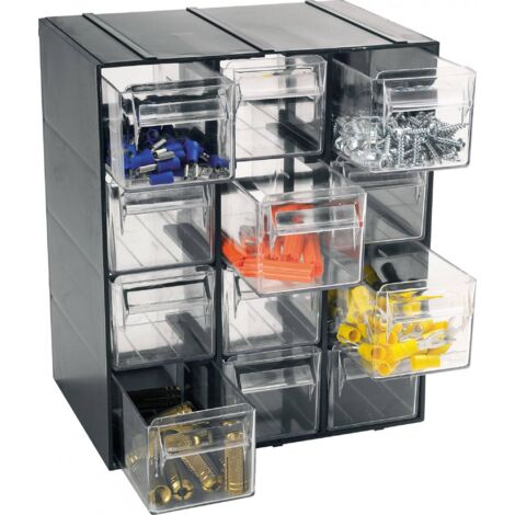 Armadio Multiuso Dmora Con 8 Cassetti Trasparenti - Mobile Per Minuteria, Made In Italy, Antracite, Ideale Per Garage E Officina