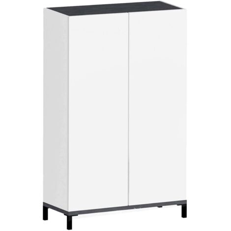 Scarpiera Dmora Peonia 3 Ante A Ribalta, Mobile Da Ingresso A Doppia Profondità, 100% Made In Italy, 67x28x112 Cm, Bianco E Olmo