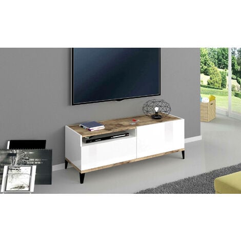IKEA BYAS MOBILE TV, bianco lucido - 160 x 42 x 45 cm - 2 cassetti