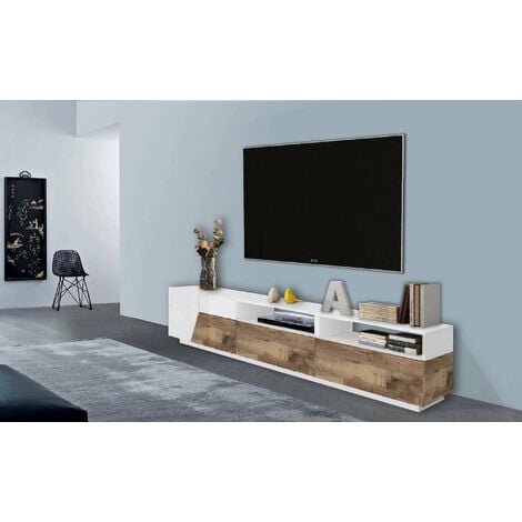 Mobile TV industriale per televisori fino a 46 pollici, Mobile in legno a 3  livelli con telaio in acciaio Marrone - Costway