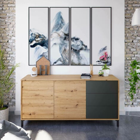 Dmora Credenza Concord, Madia moderna a 2 ante e 3 cassetti, Buffet da  soggiorno, Mobile porta