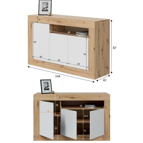 Dmora Credenza Thornton Madia Moderna A Ante Buffet Da Soggiorno Con Scomparti Madia Da