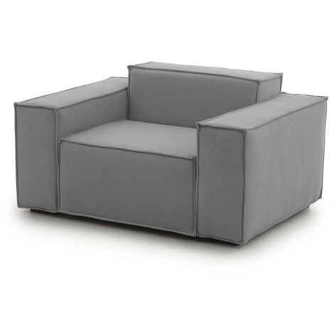 Talamo Italia Poltrona Cristiana, Poltrona da salotto, 100% Made in Italy, Poltroncina relax in tessuto imbottito, Cm 160x95h70, Grigio, con imballo rinforzato (1/5)