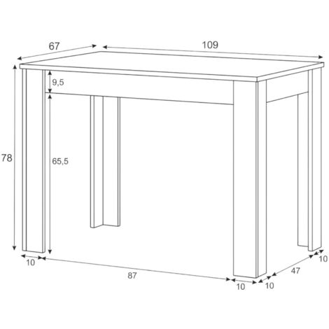 Tavolo fisso, Tavolo per sala pranzo, Tavolo consolle moderno per salotto o cucina, cm 109x67x78, Bianco e Rovere
